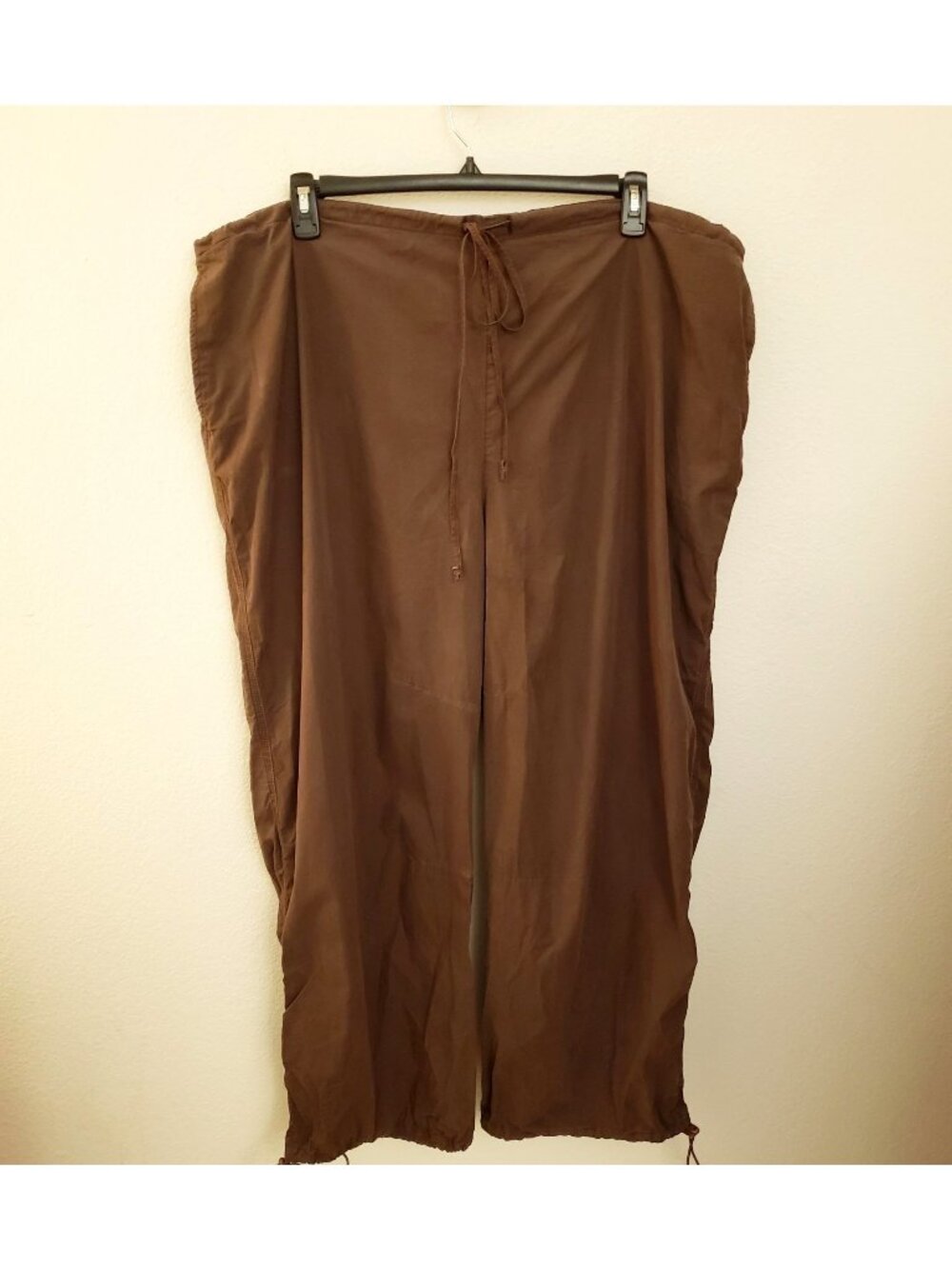 Asos Curve Oversize Trendy Brown Cotton Pants w/Pockets Adjustable Hem Sz 16